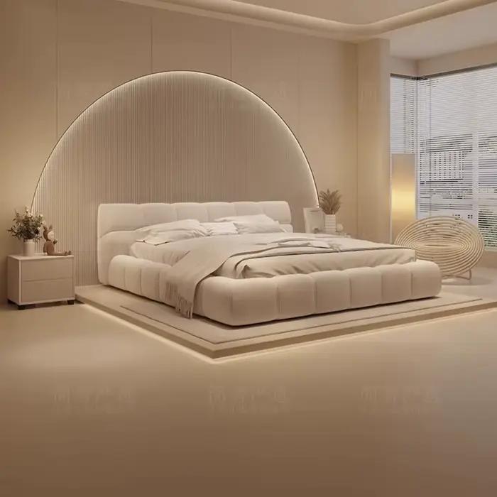 Cadres de lit fantaisie européens Queen White Lounge
