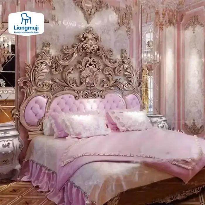 Maître lit moderne grande princesse Vintage sculpté fille reine lit Double luxe Confortable européen Cama De Casal meubles De maison