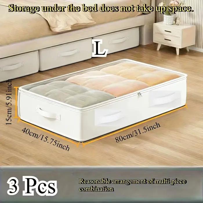 3 boîtes de rangement sous le lit blanches | Pliable