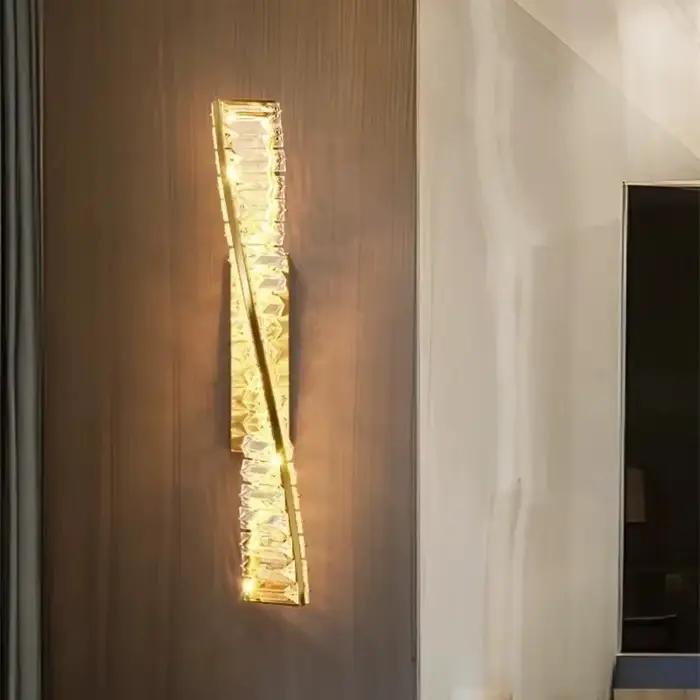 Lampe de chevet moderne mur LED luxe Lustre cristal appliques murales or métal canapé monté