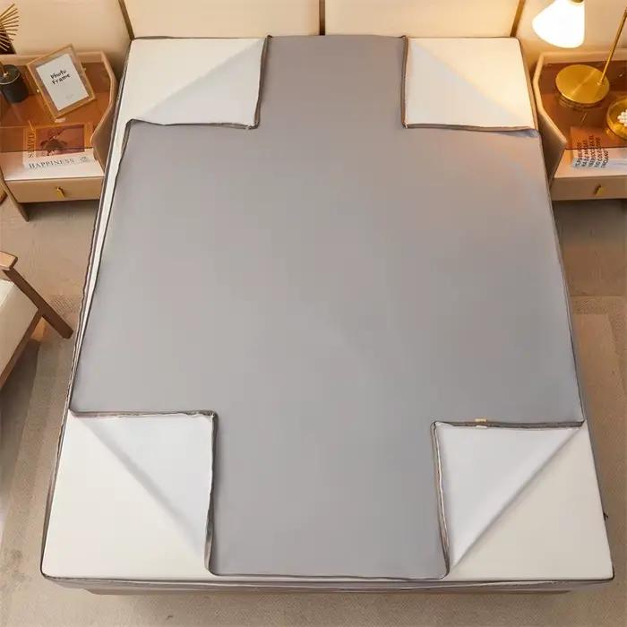 Protège-matelas imperméable à fermeture éclair 6 faces anti-punaises de lit