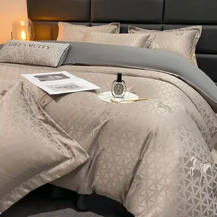Housse de couette jacquard en satin tencel brodée de haute qualité