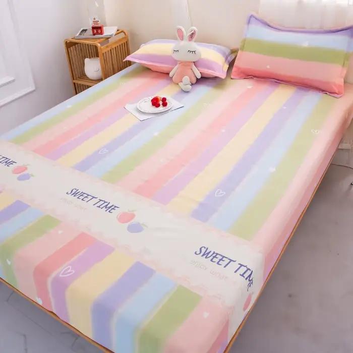 Drap de lit élastique imprimé arc-en-ciel