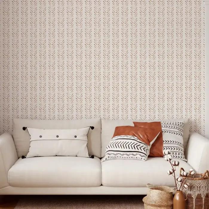 Papier peint Boho Terracotta à chevrons
