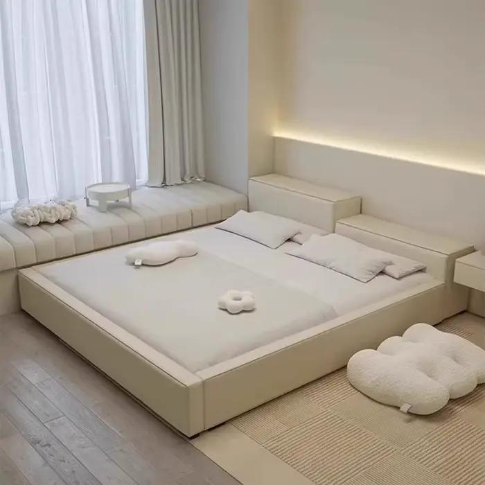 Salon filles cadres De lit reine minimaliste chambre principale lit crème luxe tête De lit Cama De Lujo Para dortoir meubles De maison