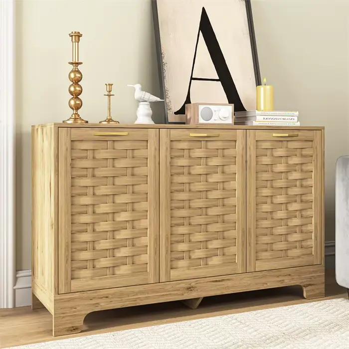 Armoire de rangement moderne en bois avec étagères intérieures réglables et kit anti-basculement pour plusieurs scénarios