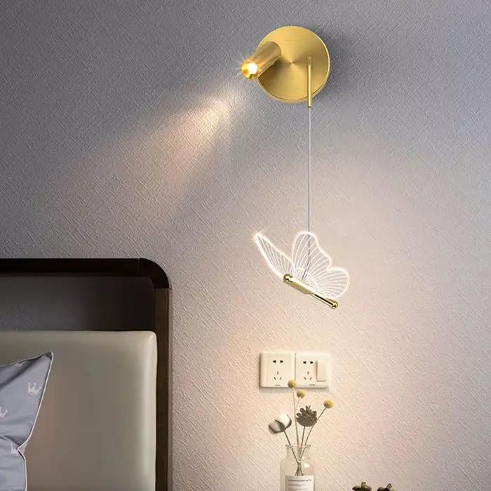 Applique murale papillon nordique, appliques murales de luxe minimalistes, éclairage intérieur, décoration de chevet, éclairage de fond de chambre à coucher, éclairage d'allée