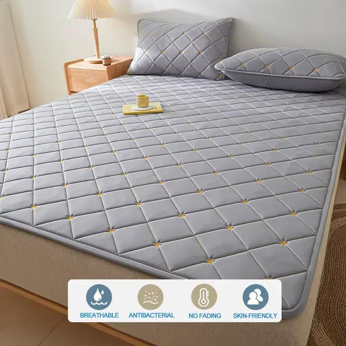 Housse de matelas matelassée de luxe – Souche supérieure brodée 100 % coton
