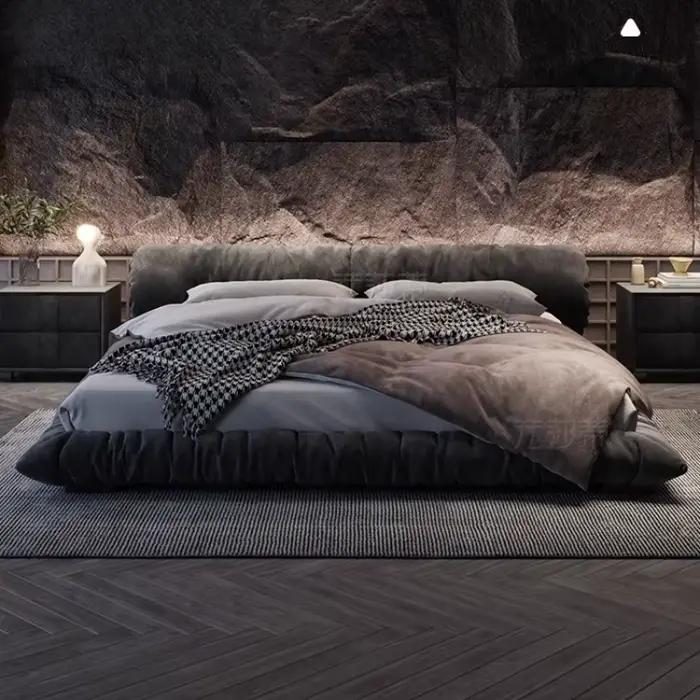 Plate-forme de couchage lit King Size européen noir moderne lit Double rembourrage salon Muebles Para dortoir maison accessoires
