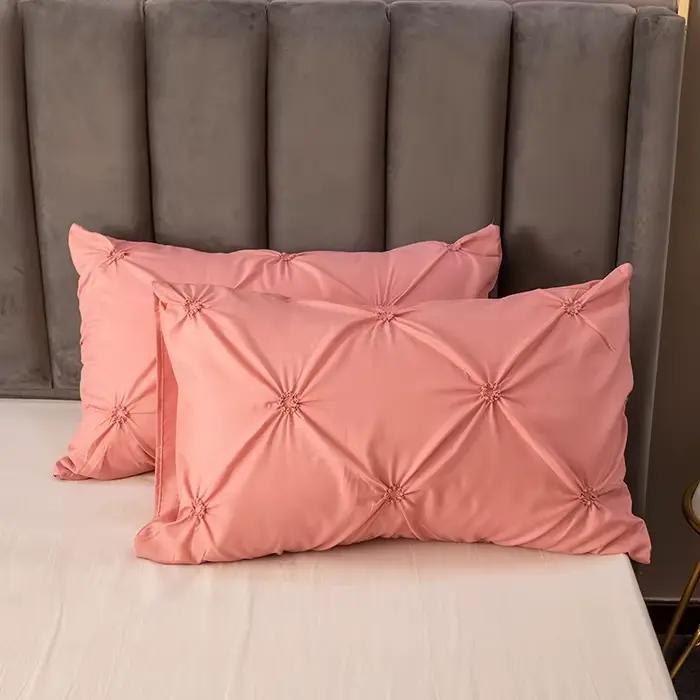 Ensemble de housse de couette plissée à pincement 3D de haute qualité 220x240 couleur unie simple Double