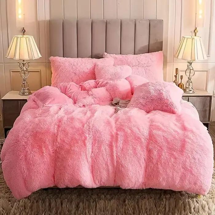 Ensemble de housse de couette en peluche luxueuse 3/4 pièces – Literie confortable et douce