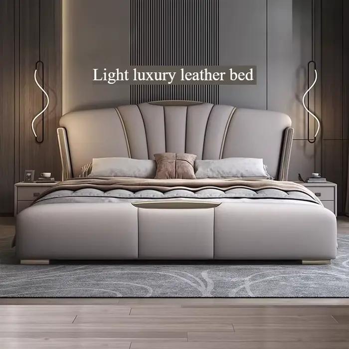 Lit double en bois de luxe 200x220cm avec rangement