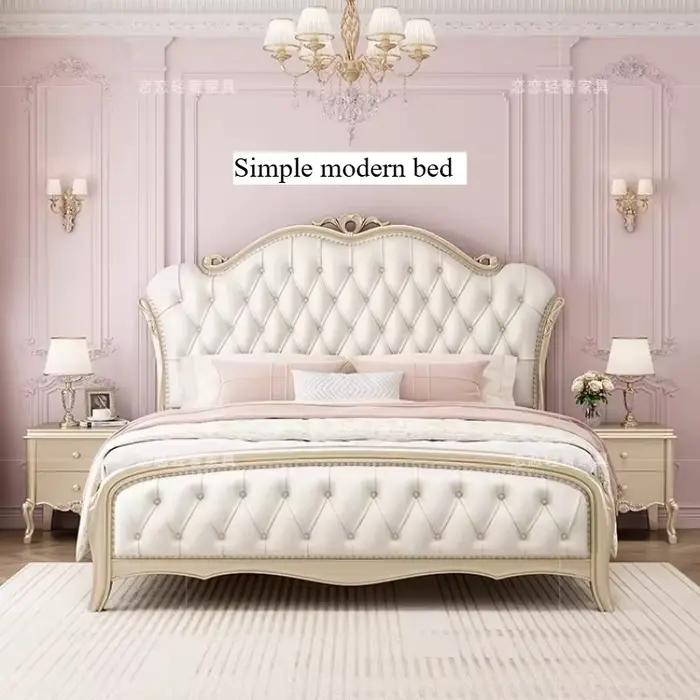 Lit de chambre pour filles avec support de pieds en bois
