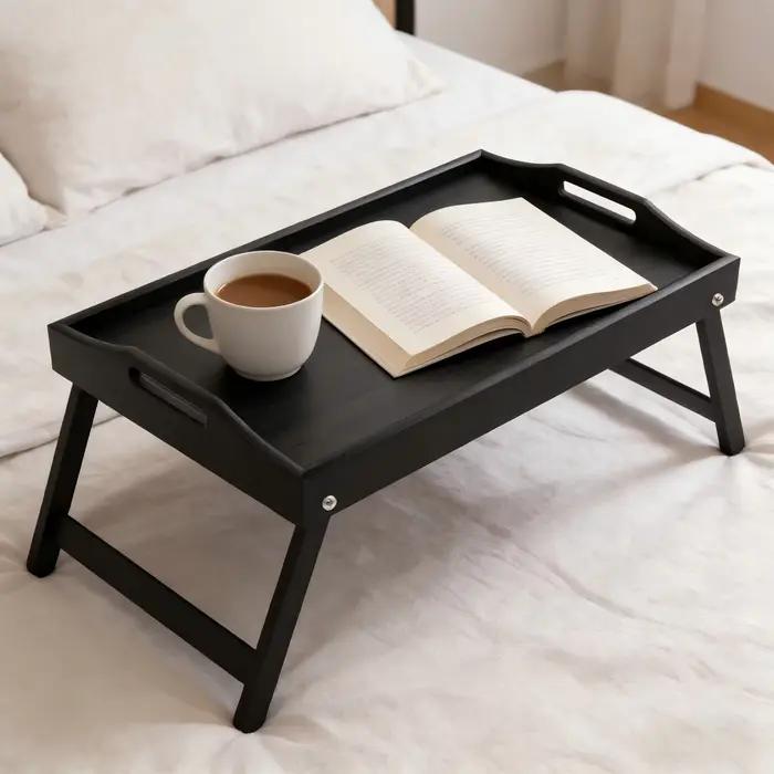 Plateau de lit en bambou avec pieds pliables