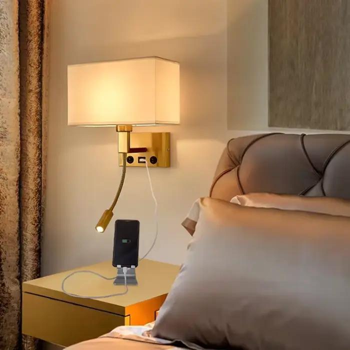 LED lampe de chevet 2.0 USB 3W Spot tissu nordique moderne éclairage intérieur pour chambre lecture salon allée décor