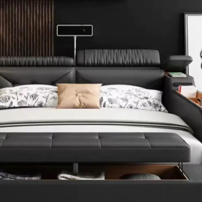 Nordics Queens lits cadres dormir commodes intelligentes lit Massage Double Camas De dortoir chambre meubles accessoires