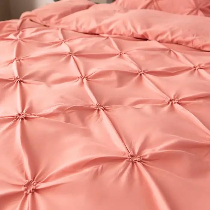 Ensemble de housse de couette plissée à pincement 3D de haute qualité 220x240 couleur unie simple Double