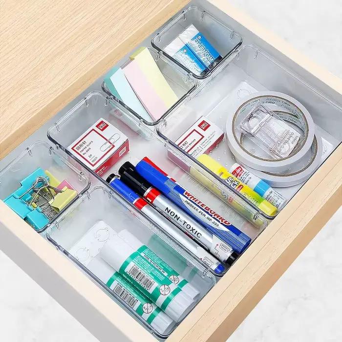 Organisateurs de tiroirs en plastique transparent