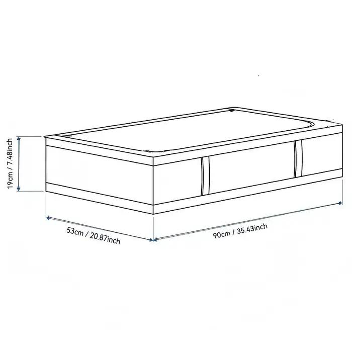 Boîte de rangement pliable pour le dessous du lit avec couvercle à fermeture éclair scellée