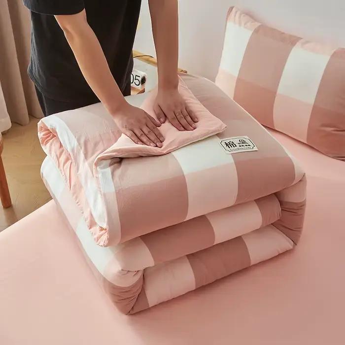 Couette en coton pur à carreaux pour lit double