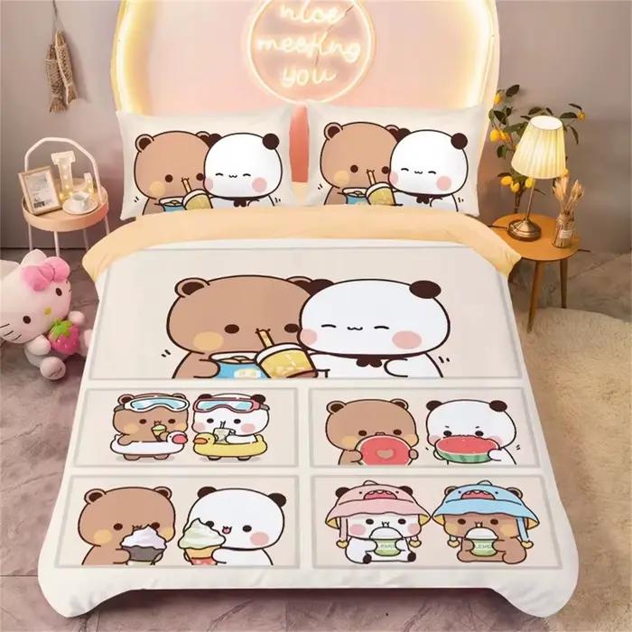 Parure de lit ours mignon 3D en microfibre