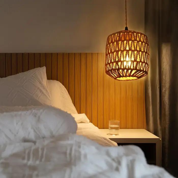 Led rotin applique chambre salon tissé lumière lampes de chevet E27 rétro chanvre corde lumières décoration intérieure luminaires