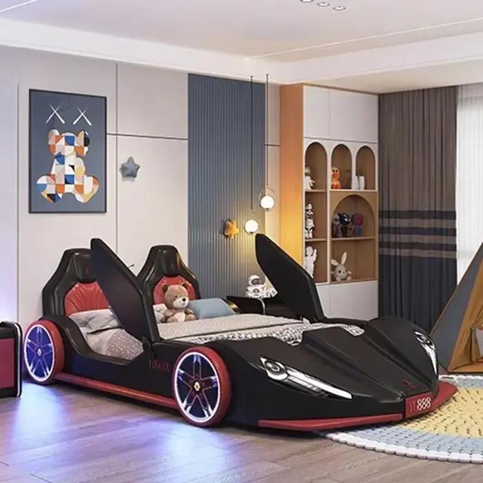 # Offres spéciales haut de gamme chambre sommiers enfants cadres de luxe noir King Size garçons voiture lit