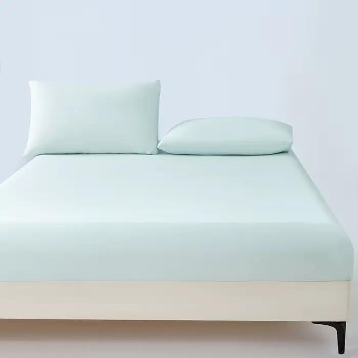 Drap-housse et taie d'oreiller en soie glacée pour lit simple ou double