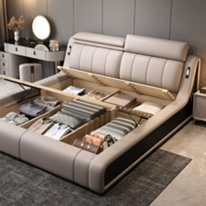 Cadre de couchage lit Unique minimaliste tables de chevet lit fantaisie tête de lit nordique Muebles Para dortoir chambre ensemble meubles