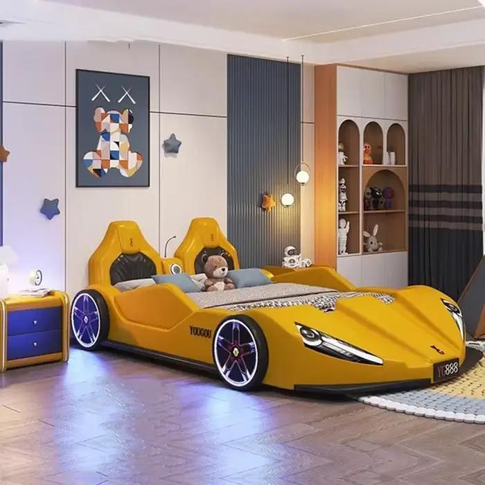# Offres spéciales haut de gamme chambre sommiers enfants cadres de luxe noir King Size garçons voiture lit