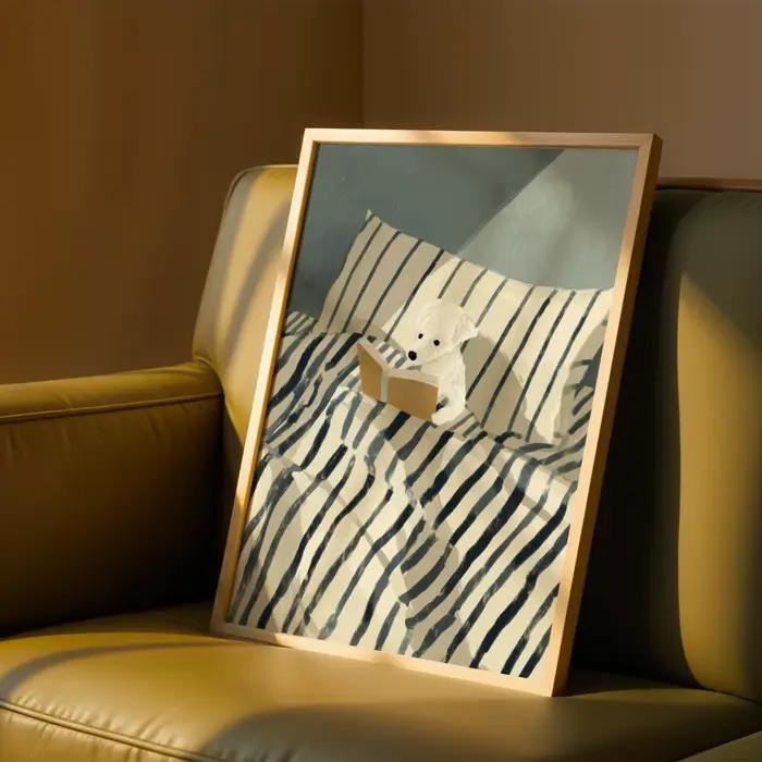 Peinture décorative pour lit à rayures avec animaux amusants