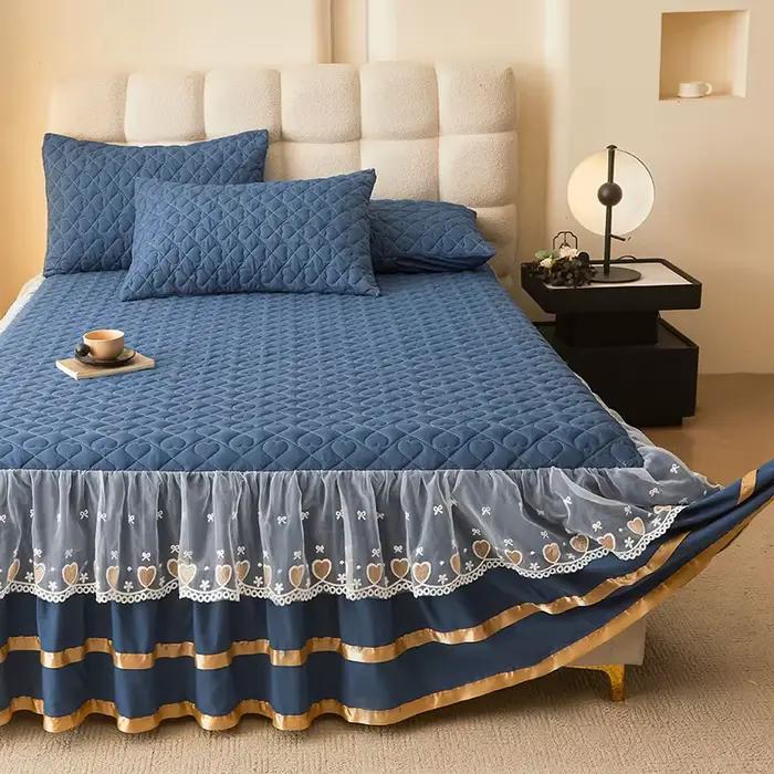 Jupe de lit de luxe en dentelle et coton
