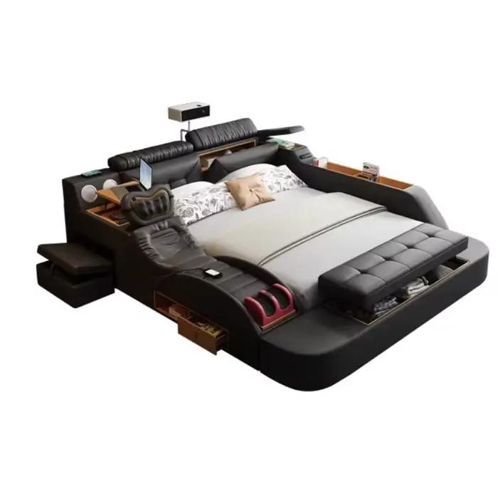 Nordics Queens lits cadres dormir commodes intelligentes lit Massage Double Camas De dortoir chambre meubles accessoires
