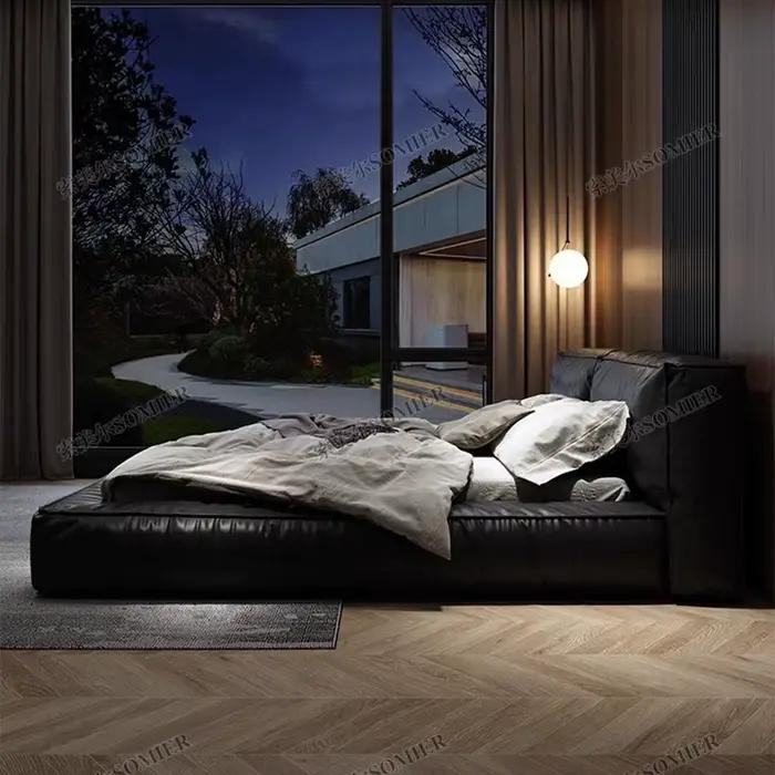 180X200 chambre tête de lit cadres de lit minimaliste noir deux personnes rembourrage lit moderne Queen salon Casa Arredo décoration