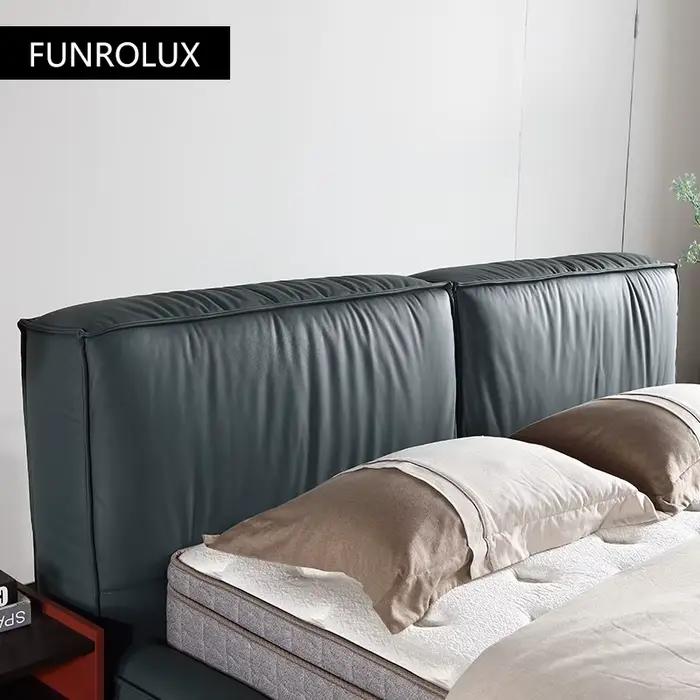 Lit lumineux de luxe moderne simple en cuir
