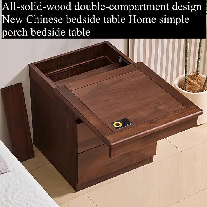 Meuble de chevet unique Dark Grid avec rangements dissimulés