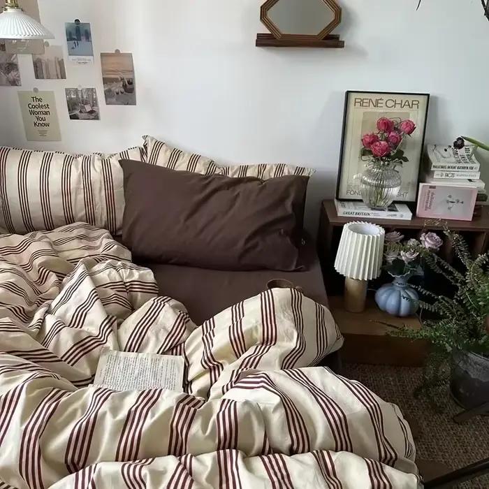 Parure de lit rayée pour garçons et filles