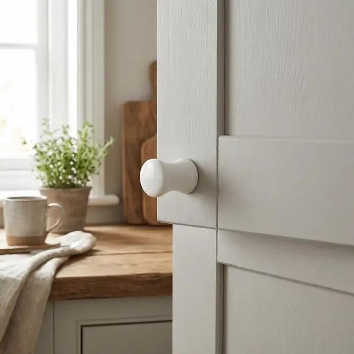 Poignées de meuble en céramique blanche