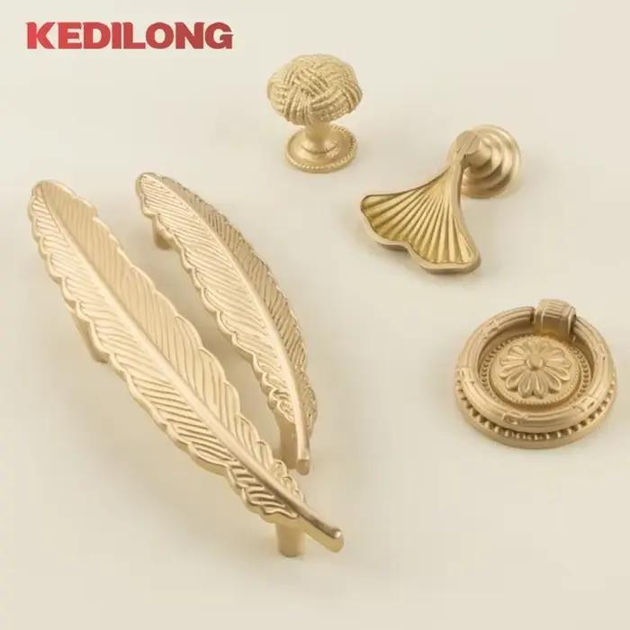 KEDLO style européen minimaliste en laiton massif armoire bricolage tirer poignée classique luxe tiroir or bouton porte