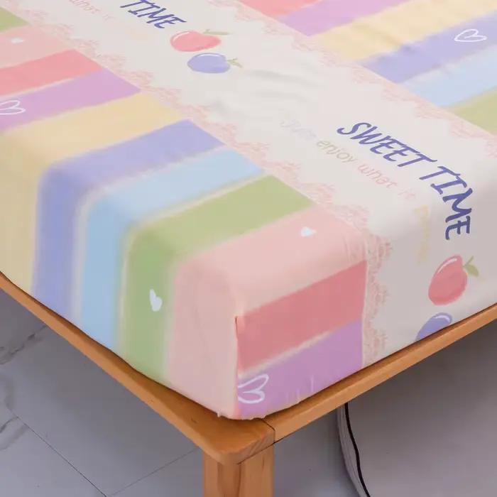 Drap de lit élastique imprimé arc-en-ciel