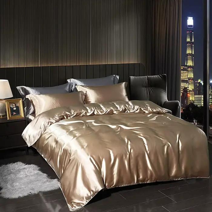 Ensemble de literie en satin de luxe avec drap plat