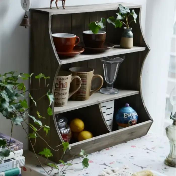 Armoire de rangement montée sur étagère murale en bois massif