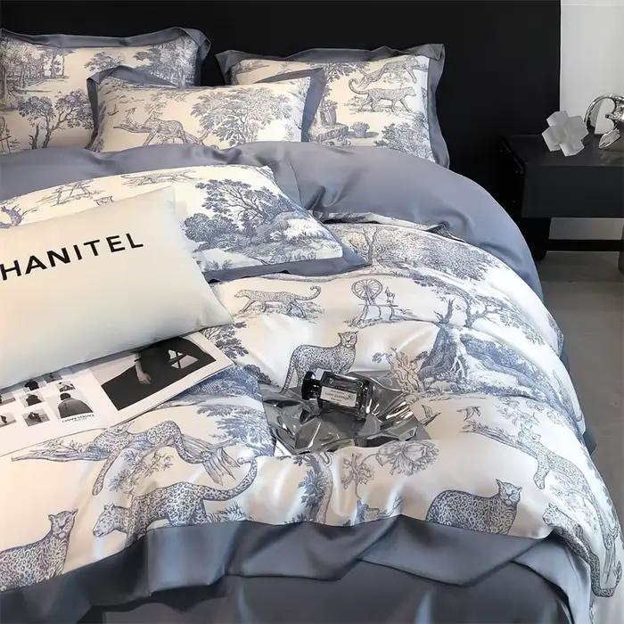 Svetanya Lyocell ensemble de literie plantes forestière imprimé léopard housse de couette ensembles draps taies d'oreiller sous-vêtements linge de lit