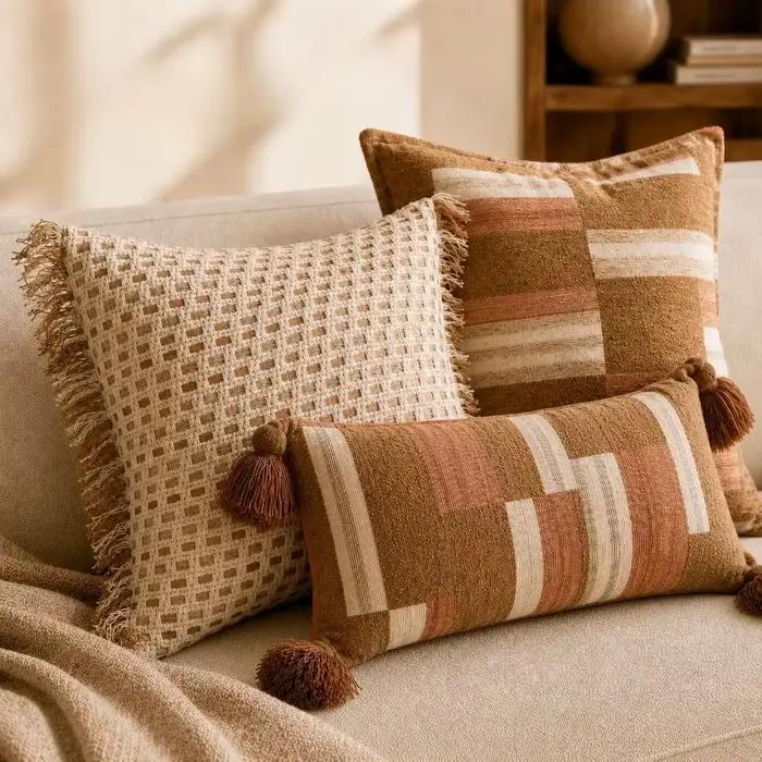 Housse de coussin bohème en chenille douce jacquard