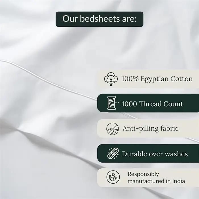 Parure de draps de luxe en coton égyptien haut de gamme 1000TC