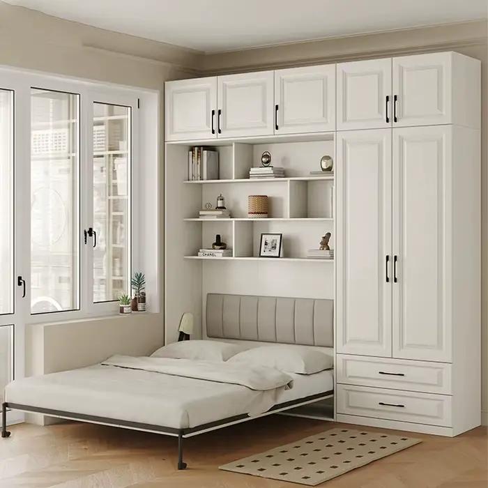 Lit Tatami Multifonctionnel en Bois Massif pour Enfants avec Bureau Intégré et Armoire – Lit de Rangement Gain de Place pour Petits Espaces