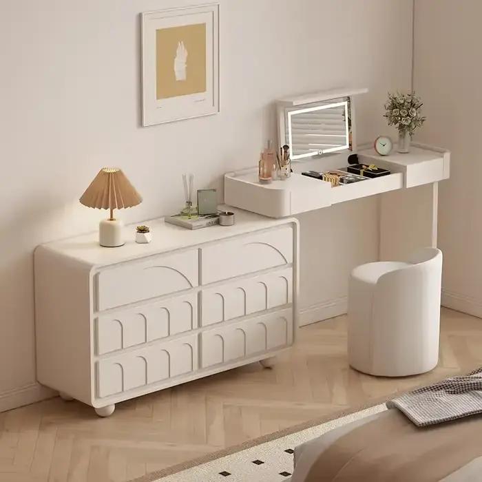 Miroir réglable Coiffeuse femmes lumière près du lit tiroirs
