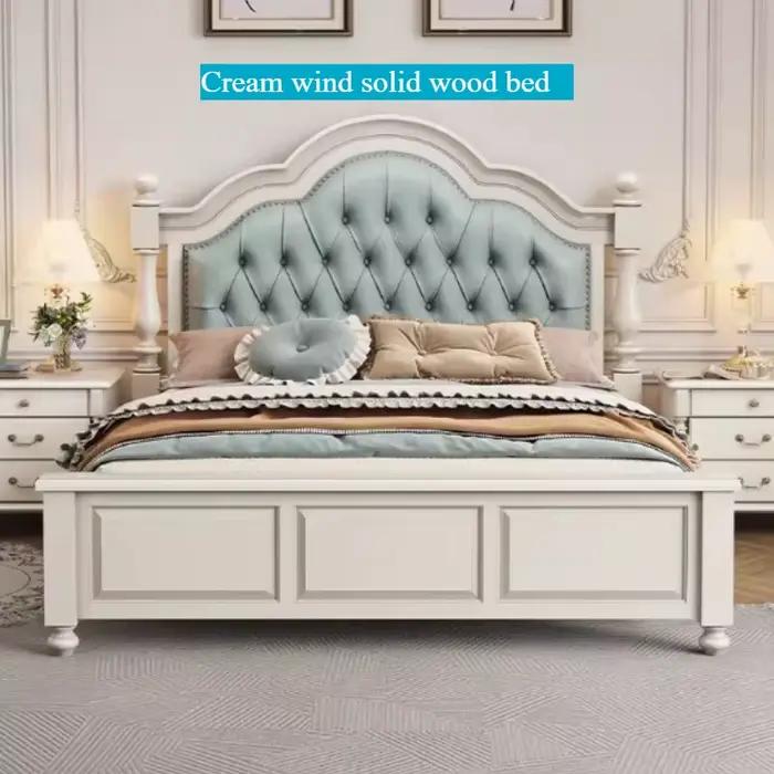 Lit double blanc esthétique pour adolescentes