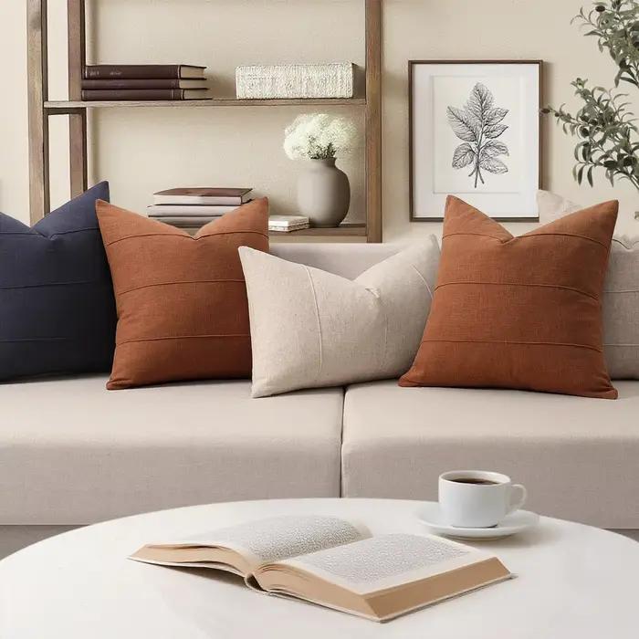 Housses de coussin décoratives en lin pour l'automne