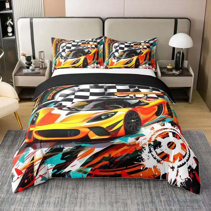 Parure de lit double pour voiture de sport pour garçons